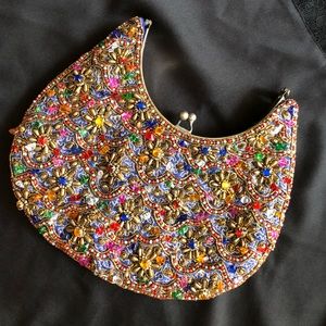 Vintage Bougainvillea Embroidered purse/ clutch